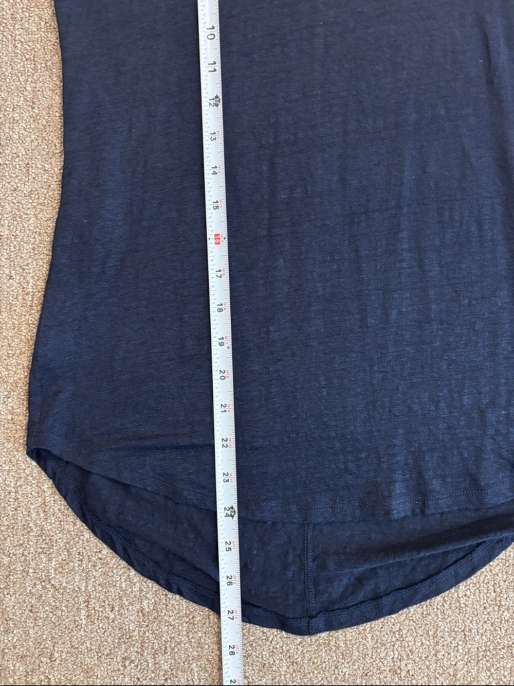 LOFT Linen Tee Sz S Navy Blue Cap Sleeve Lightweight Casual Minimalist Normcore - Picture 6 of 6